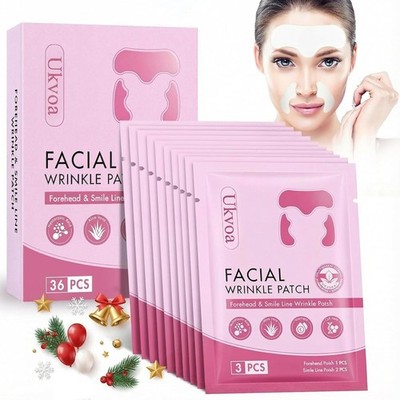 UKVOA Facial Forehead Wrinkle Patches and Smile Line 36 Patches, Clear 