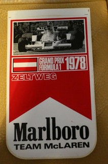 ADESIVO FORMULA 1 1978 MARLBORO TEAM MCLAREN ZELTWEG AUSTRIA ORIGINALE MAI USATO