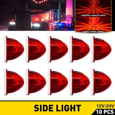 10X Universal Red LED Watermelon Lights Side Marker Lamp For Trailer 12V-24V EPU