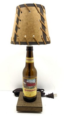 Redbridge Beer Bottle Candelabra TABLE LAMP Light Double Laced SHADE & Bulb