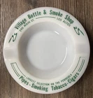 VTG Milk Glass “Village Bottle & Smoke Shop”  Los Altos CA Advertisement Ashtray