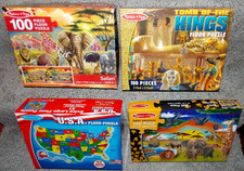 Melissa & Doug Puzzle Lot, 3 Floor, 1 200 Piece, Safari, USA, King's Tomb