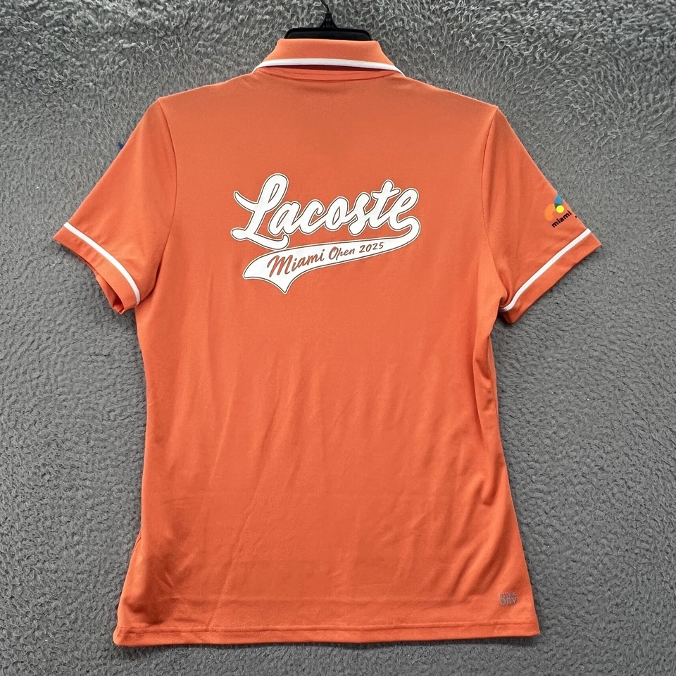 Lacoste Polo Shirt Womens 38 Orange Performance Miami Open Ultra Dry Tennis - Image 2 of 4
