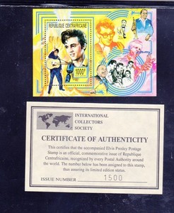CENTRAL AFRICAN REPUBLIC #1001 1987 PRESLEY MINT VF NH O.G S/S W/CERT/1500 (j2a)