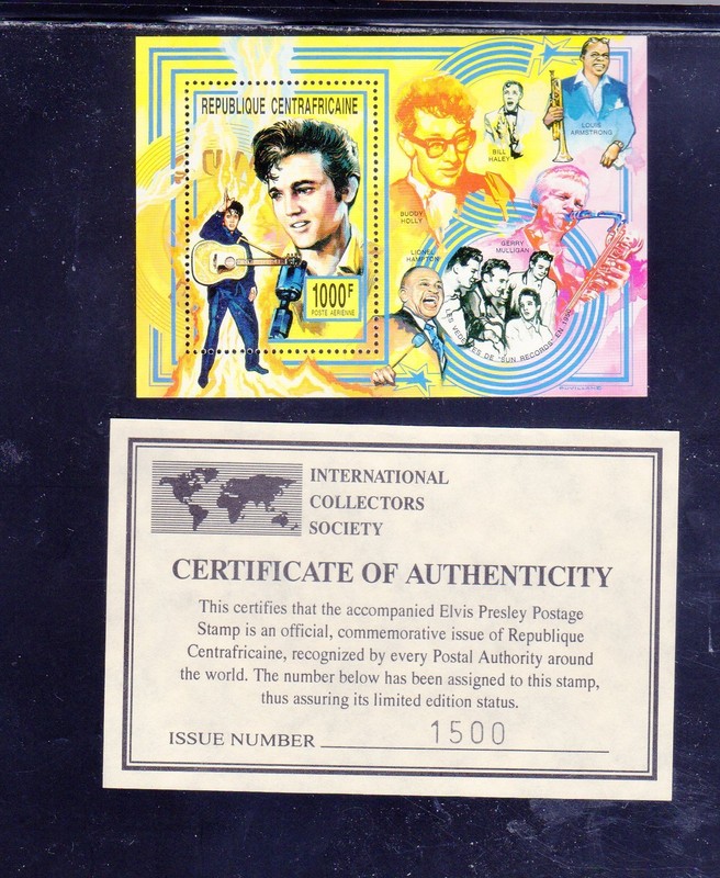 CENTRAL AFRICAN REPUBLIC #1001 1987 PRESLEY MINT VF NH O.G S/S W/CERT/1500 (j2a)