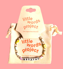 NWT Little Words Project Stretch Bracelet w Bag Multicolor Beads Spells BREATHE