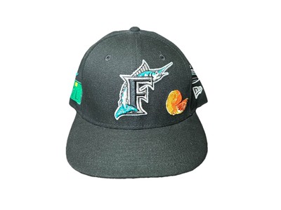 Black Florida Marlins Bottom City Transit 59Fifty Fitted Size 7 Embroidered
