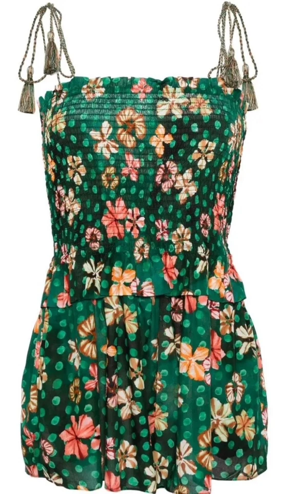 ULLA JOHNSON Adalia Verde Estampado Floral Calado Mono Mameluco Encubrimiento L 10/12 Foto 2 de 4