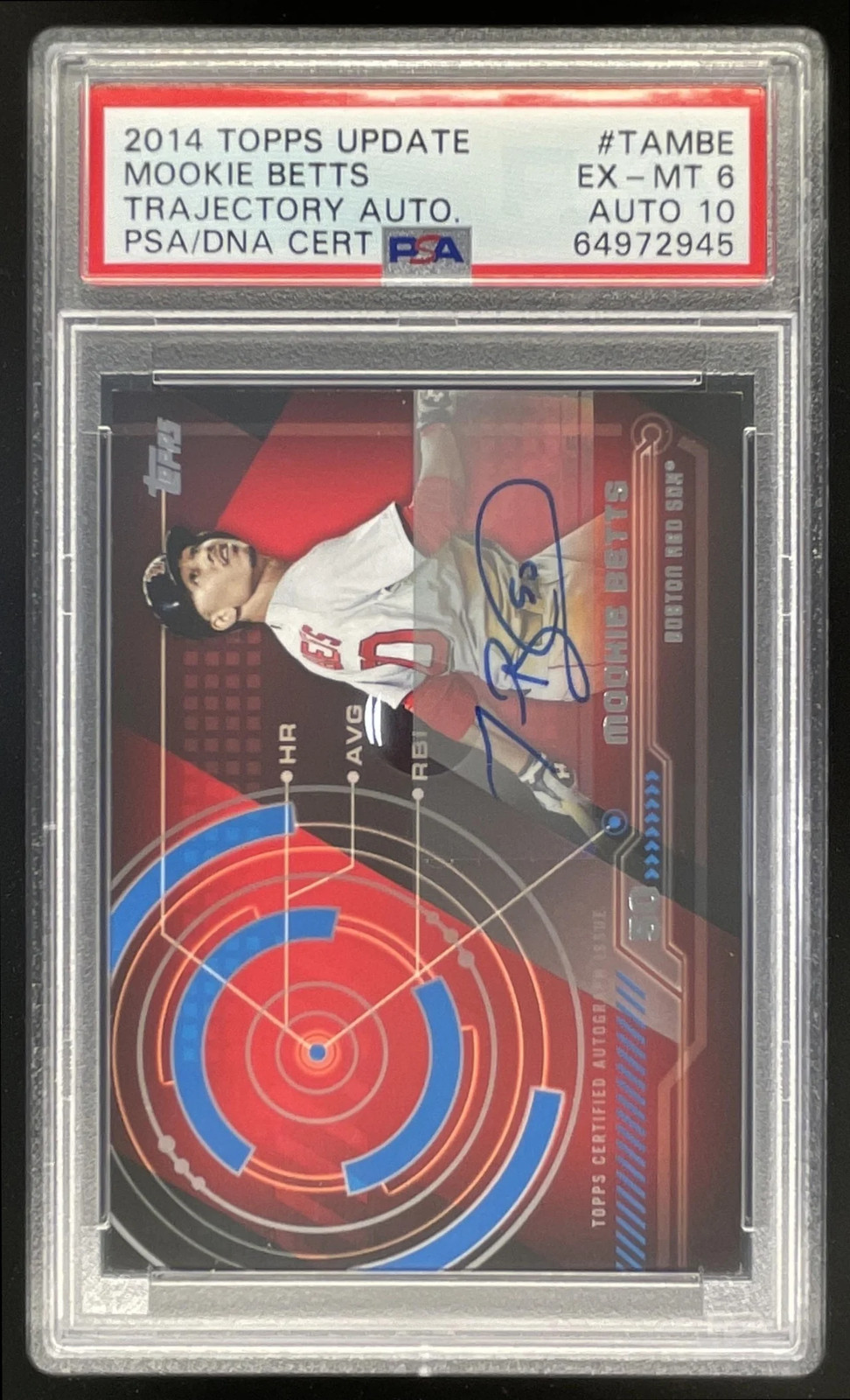 2014 Topps Update Trajectory Autographs #TA-MBE Mookie Betts RC Auto PSA 6