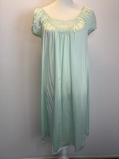 VTG Lorraine Nightgown Women  s Small Blue USA Antron Nylon Lace Silky