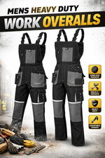 Mens Heavy Duty Work Bib & Brace Overalls Knee Pad Pockets 28-44in UK Builders