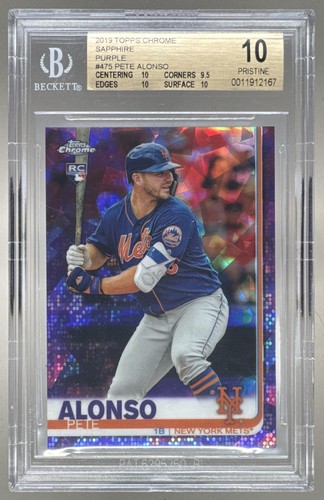 2167 Pete Alonso 2019 Topps Chrome Sapphire #475 Purple RC /10 BGS 10