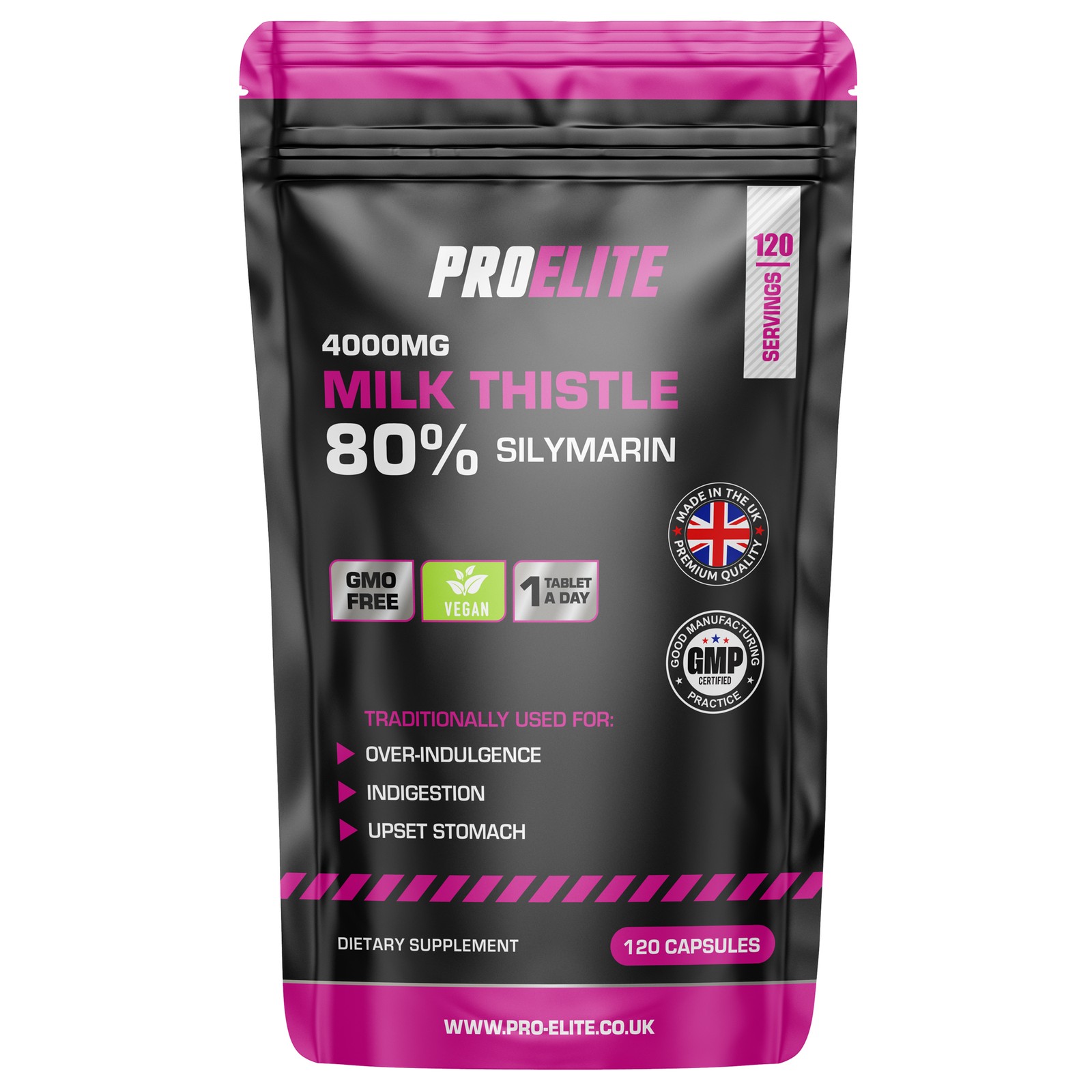 PROELITE Milk Thistle Vegan Capsules 300mg 40:1 Milk Thistle Extract 120Capsules