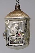 Antique VTG Glass Embossed Multi Outdent BIRD HOUSE Christmas Ornament Germany