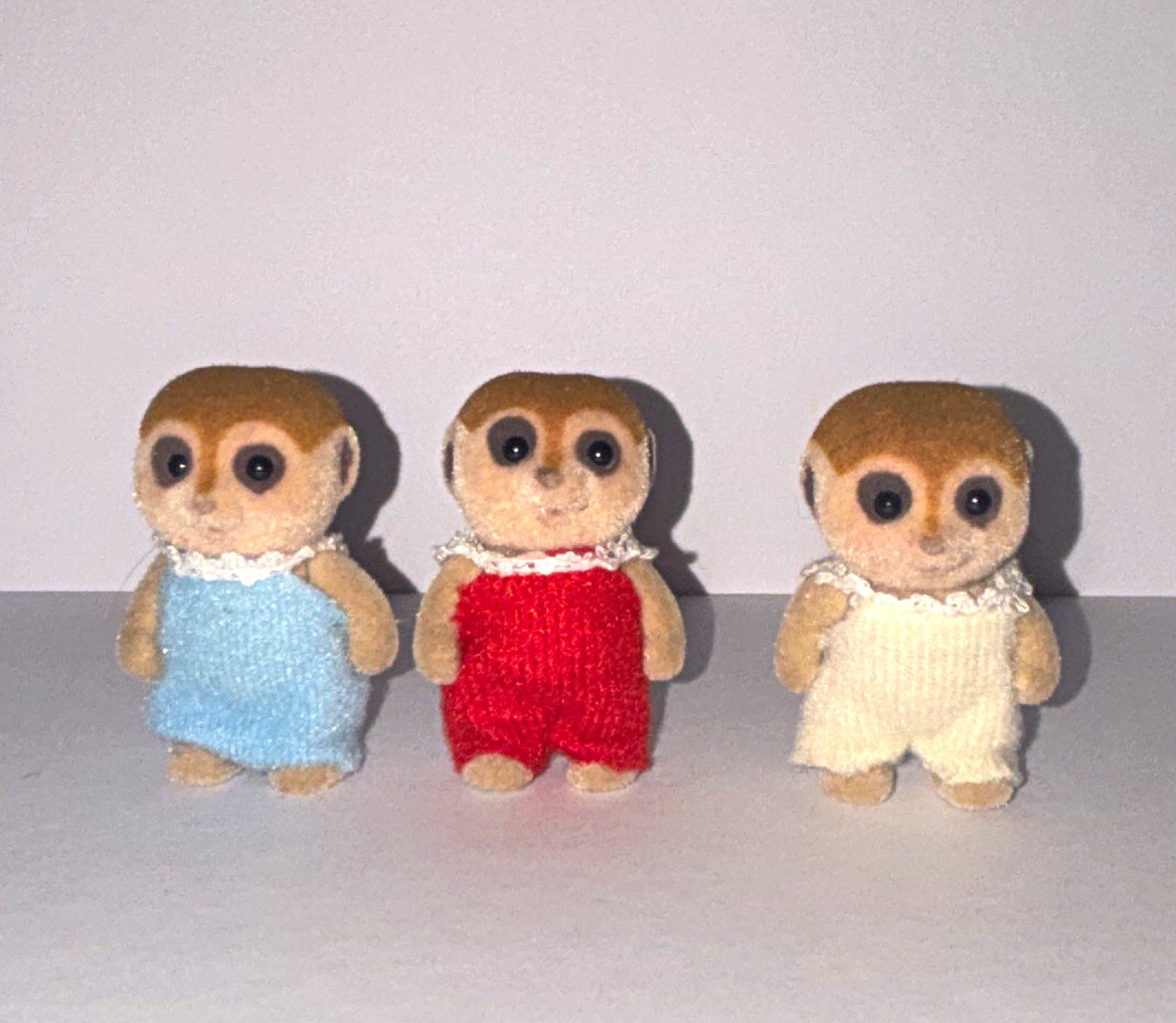 Vintage Sylvanian Families Spotter Meerkat Triplet Babies Rare