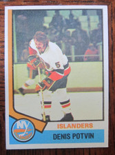 Vintage 1974-75 Topps DENIS POTVIN NEW YORK ISLANDERS ROOKIE CARD Ice Hockey RC. rookie card picture
