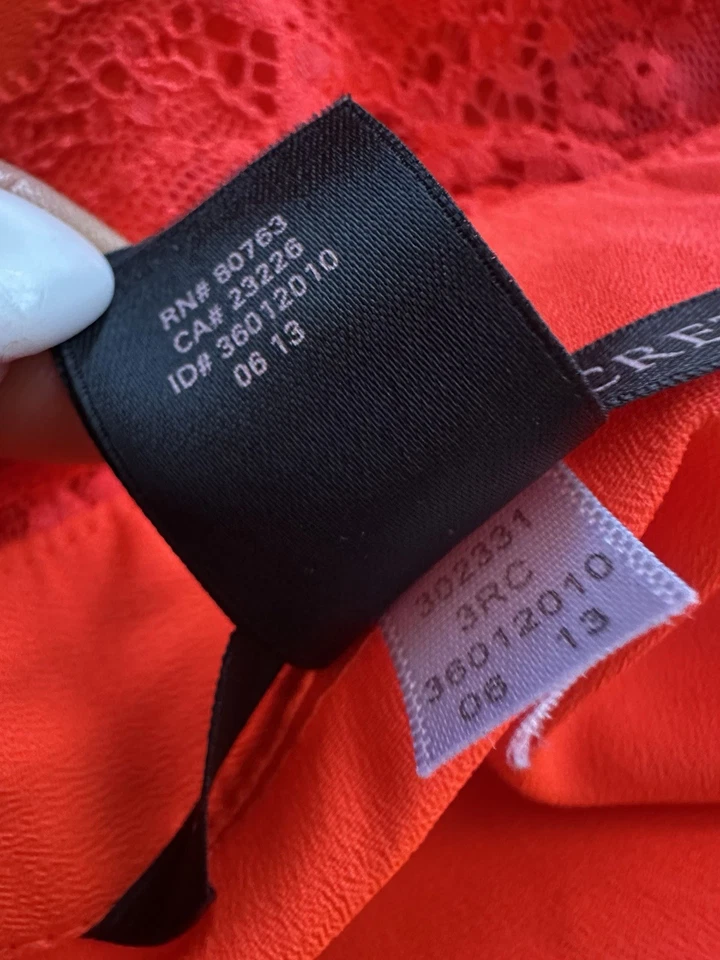 Vestido Victoria’s Secret 2013 Talla Mediana Naranja Neón Borde de Encaje Hasta la Rodilla Foto 4 de 4