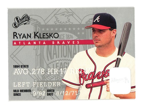 1995 Studio #109 Ryan Klesko Atlanta Braves - 第 1/2 張圖片