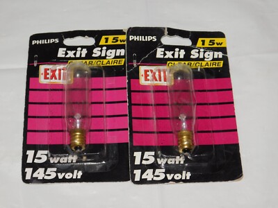 NEW Philips BC15T6/CL  145V (Lot of 2) 15W Exit Sign Light bulbs