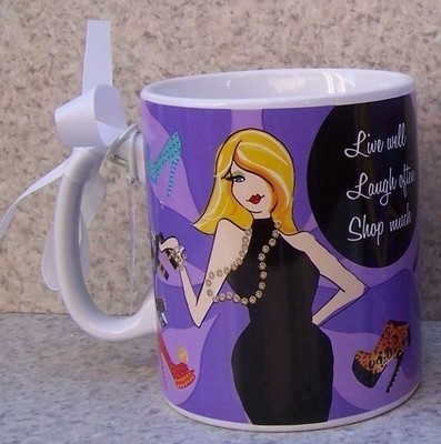 Jumbo Coffee Mug Live Well Laugh Often Shop Much NEW 30 ounce cup with gift box