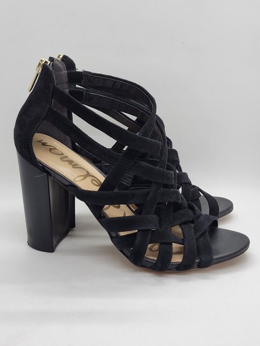 Sam Edelman Yori Black Suede Strappy Heels Women's Size 8 High Heel Sandals - Picture 2 of 7