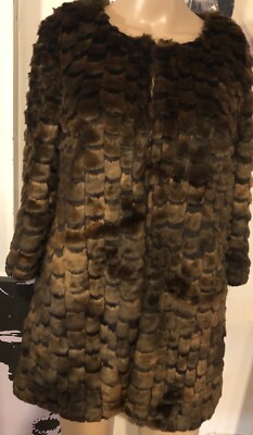 Portmans XS faux fur collarless jacket brown black Australia