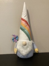 Spring Gnome With Rainbow Hat And Pinwheel 21 in tall 