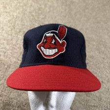 Vtg Cleveland Indians Hat Cap Youth 6 7/8 Blue Pro Model Diamond 5950 New Era US