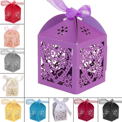 50/100 Stck. Luxus Hochzeit Gefälligkeiten Gefallen Boxen Liebe Herz Süßigkeiten Boxen Laser 