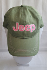 Green/Olive Embrodered Jeep Baseball Cap For Women Pink Lettering and Stitching