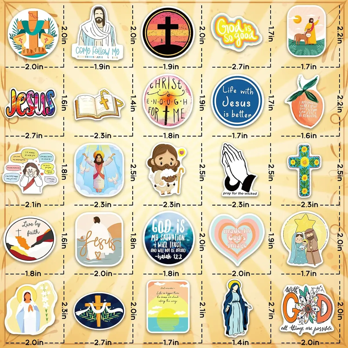 200PCS Jesus Christian Stickers, Religious Stickers for Kids Bible