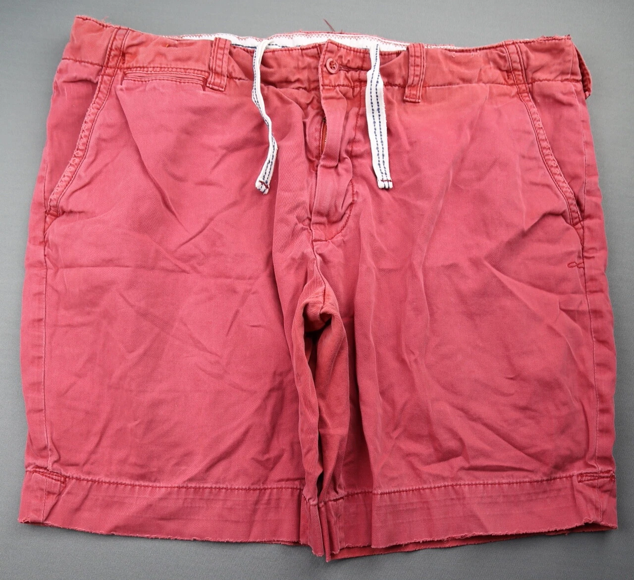 Men's Polo Ralph Lauren Chino Shorts Red Distressed Drawstring Size 40