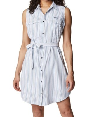 Columbia Pfg Sun Drifter Woven Striped Sleeveless Dress Size Xl