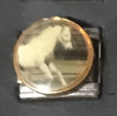 Horse in Field Running Style D Enamel WHOLESALE ITALIAN CHARM 9MM K52