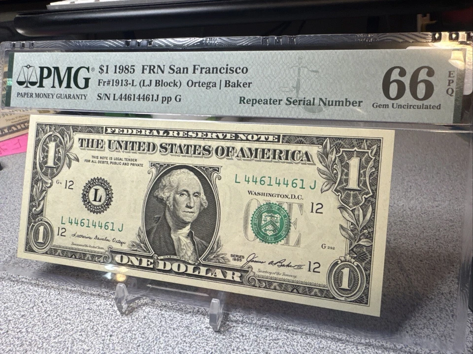 😎  1985 $1 Federal Reserve Note ( SAN FRANCISCO “L”). Repeater Serial Number - Image 2 of 4