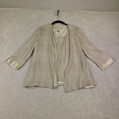 R&M Richards Petite Champagne Metallic Jacket and Tank Set Size 6P 14944