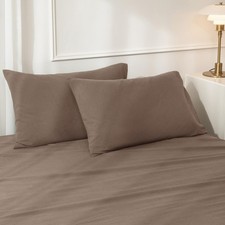 Queen Size Pillowcases, Set of 2-100 Washed Cotton with Envelope Closure, Li...