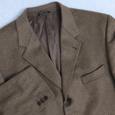 Todays Mans Made in Italy 100% Cashmere Solid Brown 3-Btn Blazer Men's 44R