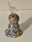 5" Vintage Murano Italy Millefiori Glass Bell with Seal Handle. Stickers attach.