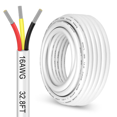 Yoeplavse 32.8Ft 16 Gauge 3 Conductor Electrical Wire 16Awg Stranded Tinned