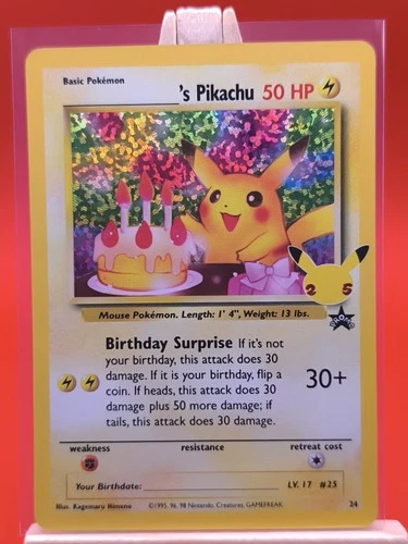 Birthday Pikachu 24 Celebrations Textured Ultra Rare Holo Pokemon Card