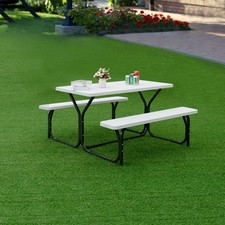 Costway Picnic Table Bench Set Outdoor Backyard Garden Party Dining All Weather