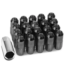 20 CLOSED END M12X1.5 50MM TALL 20MM OD GUN METAL ALUMINUM JDM LUG NUTS+ADAPTER