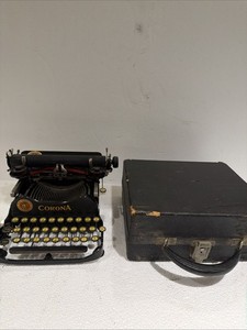RARE ANTIQUE PAT.  1910 CORONA MODEL 3 PORTABLE TYPEWRITER IN CASE PARTS/REPAIR