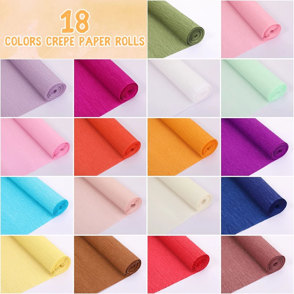 18 Rolls Crepe Paper Roll 20 Inch 8 Feet Wide Crepe Paper Streamer 70g DIY Fl... - Image 3 of 4