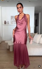 ZARA NEW WOMAN FW25 PLEATED COMBINATION MIDI DRESS MARSALA  5029/154 S,M,L