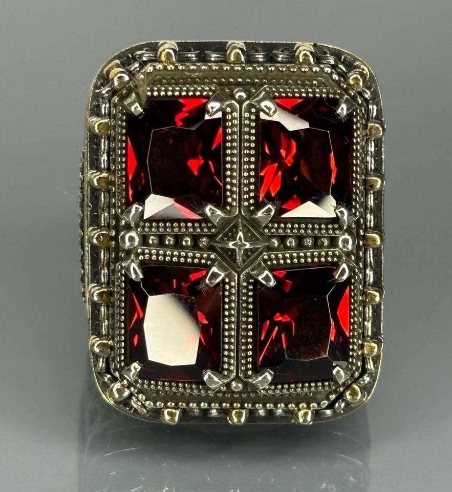 Turkish Handmade Ruby Ring: 925 Sterling Silver Men's Ring, Size 10 - Image 3 of 4