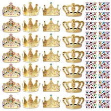 50 Pcs Foam Crowns Kids Princess Tiaras Crowns Bulk with 2 Styles DIY Diamond...
