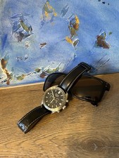 Pulsar Chronograph 100M Black Dial Leather Strap Men