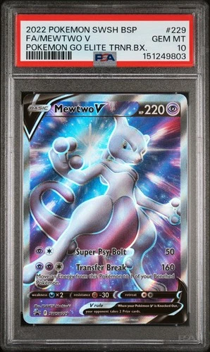 2022 POKEMON SWSH BLACK STAR PROMO #229 FULL ART/MEWTWO V PSA 10